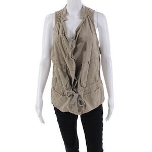 Go By GoSilk Womens Sleeveless Button Down Tank Top Sand Beige Size Large